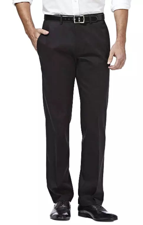 Haggar Men's Premium No Iron Straight Fit Flex Waistband, Black, Size 36W x 32L, New
