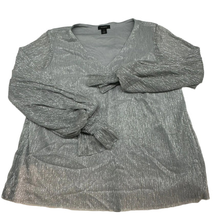 Halogen Women's Silver Metallic Tie-Sleeve Top, Size M - New Without Tags

