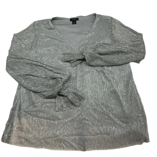 Halogen Women's Silver Metallic Tie-Sleeve Top, Size M - New Without Tags

