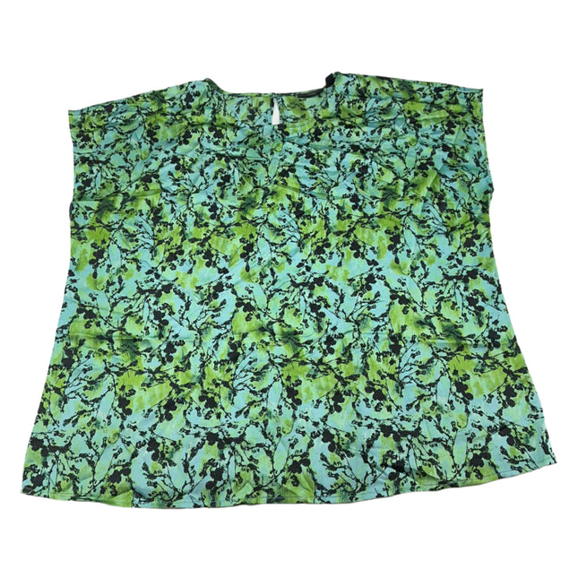 Halogen Women's Sleeveless Top - Green Floral Print, Size 1X - New Without Tags