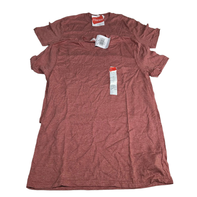 Hanes Originals Red Heather Short Sleeve T-Shirt Size S  2 Pack New
