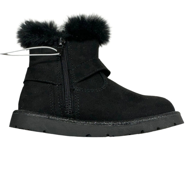 Harper Canyon Kids Black Boots with Faux Fur Trim - Size 9M (New)