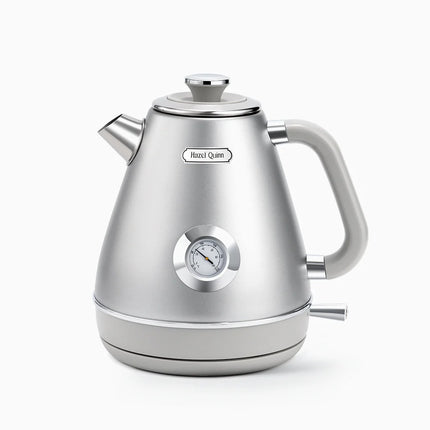 Hazel Quinn Retro Electric Kettle - 1.7L Stainless Steel with Thermometer, Fast Boiling, Space Gray | New