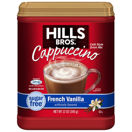 Hills Bros. Instant Cappuccino Mix Sugar-Free French Vanilla 12 oz Pack of 1 New Exp 9/4/2025