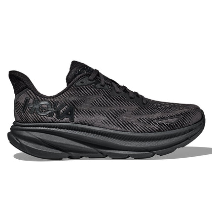 Hoka Men’s Clifton 9 Running Shoes – Black/Black – Size 9 – New