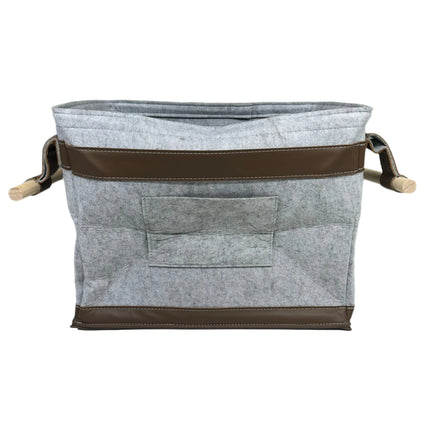 Houseenzia Felt Storage Basket with Leather Handles and Wooden Stick (Open Box)
