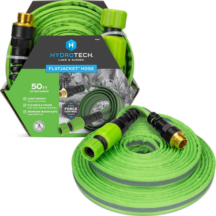 HydroTech FlatJacket 5/8" 50 ft Garden Hose with Patented Force Control Technology (New)