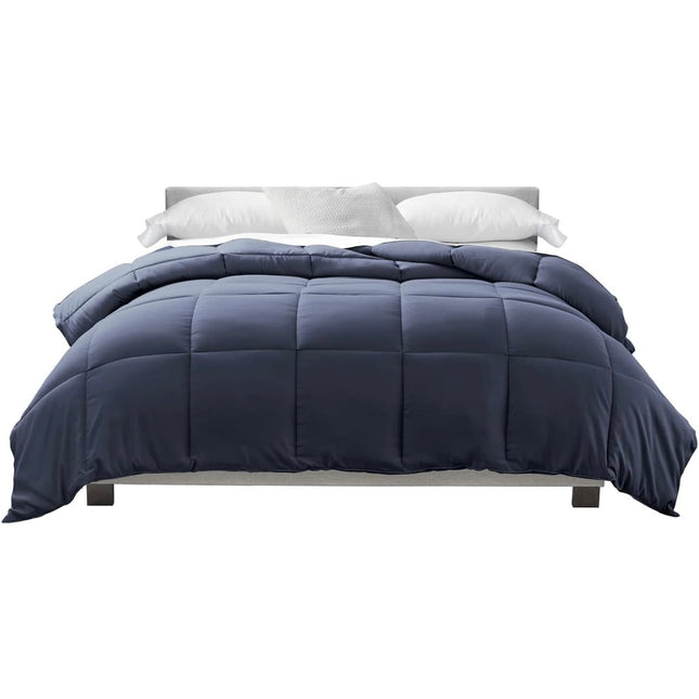  IENJOY HOME Full/Queen Down Fiber Comforter - Luxury Design, Navy, Open Box