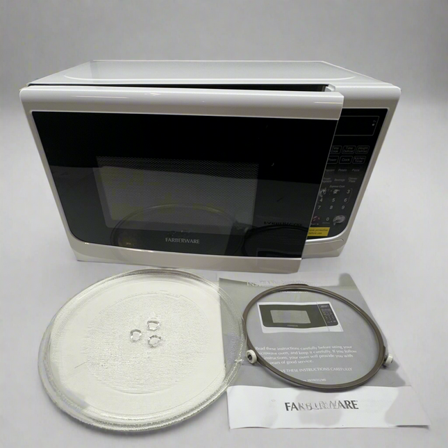 Farberware 0.7 Cu. Ft. Microwave Oven - Compact and Stylish, Open Box, White