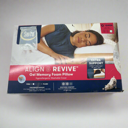 Serta Align & Revive Gel Memory Foam Pillow Open Box  Size Queen