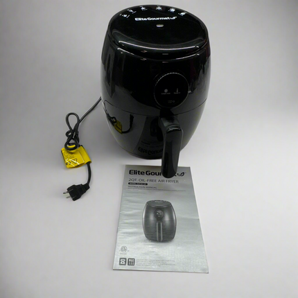 Elite Gourmet 2QT Oil-Free Air Fryer Open Box Black