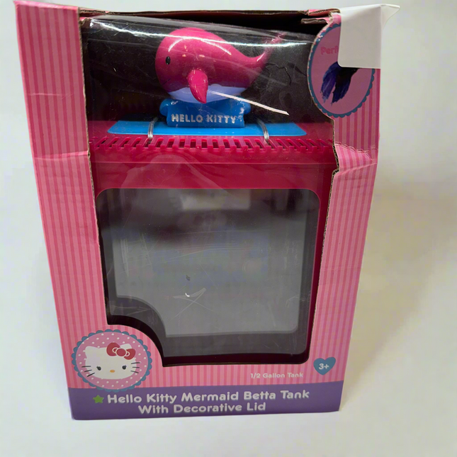 Hello Kitty Mermaid Betta Tank with Decorative Lid - New