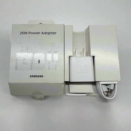 Open Box Samsung 25W Super Fast USB-C Wall Charger with USB-C Cable - White