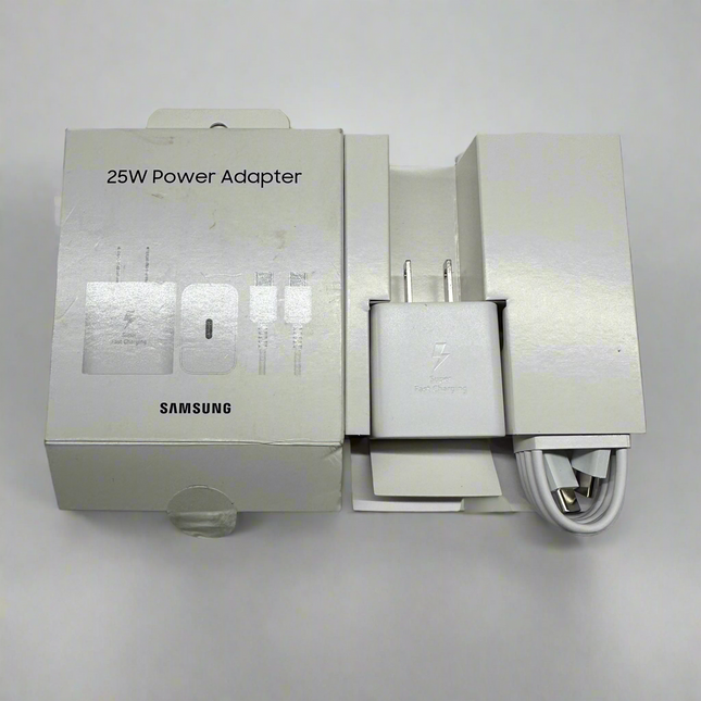 Open Box Samsung 25W Super Fast USB-C Wall Charger with USB-C Cable - White