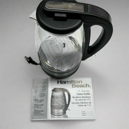 Open Box Hamilton Beach 1.7L Illuminated Glass Kettle - 40869