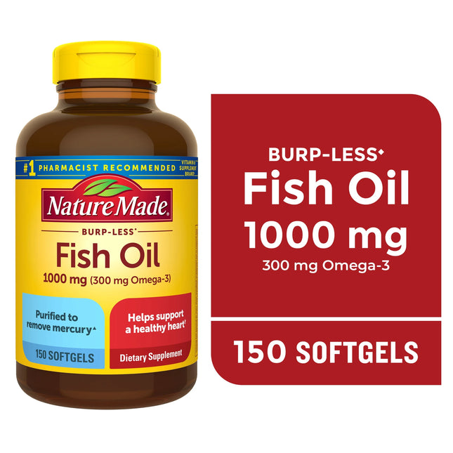 Nature Made Fish Oil Omega 3 1000mg Softgels, 150 Softgels - Exp. 07/2026