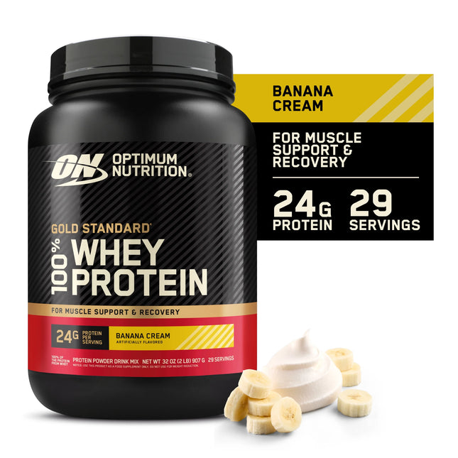 Optimum Nutrition Gold Standard 100% Whey Protein Powder, Banana Cream, 2 Pound - Exp - 12/05/2026
