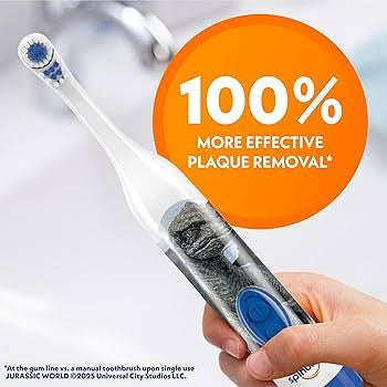 Spinbrush Jurassic World Battery Electric Toothbrush for Children Ages 3+ with 1 AA Battery, Soft Head Bristles