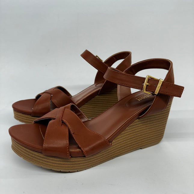 Kenneth Cole Reaction Women's Clarissa Wedge Sandals - Brown, New with Imperfection, No Box, Size 9.5