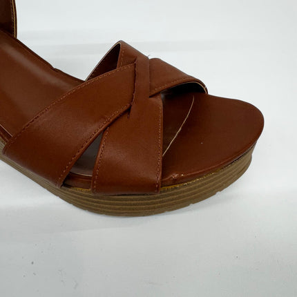 Kenneth Cole Reaction Women's Clarissa Wedge Sandals - Brown, New with Imperfection, No Box, Size 9.5