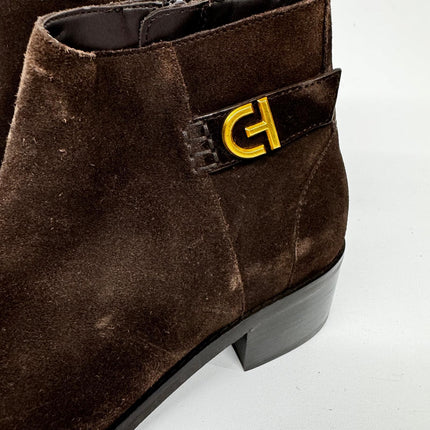 Cole Haan Holis Buckle Bootie Ankle Boot - Brown Suede, New with Imperfection, No Box, Size 6