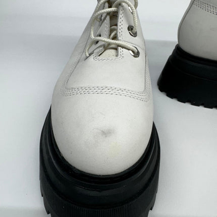 Timberland Women's Sky Boots, White Leather Platform Chunky Combat Lace-Up, New with Imperfection No Box, Size 9