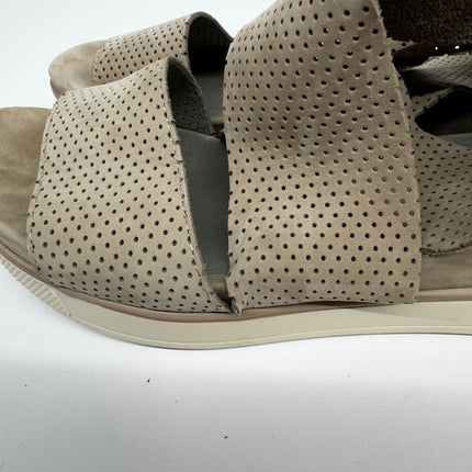 Eileen Fisher Women's Perforated Sport Ankle Strap Sandals - Tan, New with Imperfections, No Box, Size 7.5