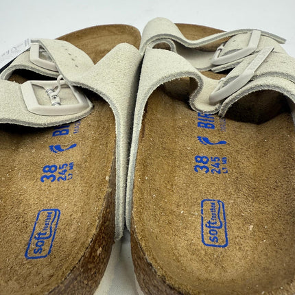 Birkenstock Arizona Suede Leather Sandals Stone Coin Soft Footbed Size 38 – New Without Box