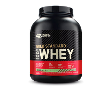 Optimum Nutrition Gold Standard 100% Whey Protein, Chocolate Mint flavor, 5 lbs, 70 servings”