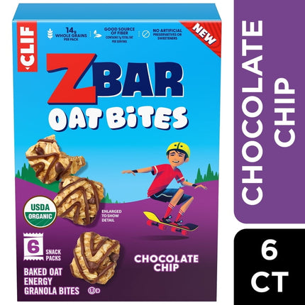 6 count CLIF Zbar Oat Bites Chocolate Chip Baked Oat Energy Granola Bites (Oct 16, 2026)