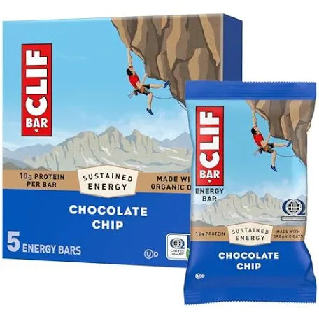 Clif Bar Chocolate Chip Energy Bars 5 CT. 10g of protein per bar (Jan 15, 2027)