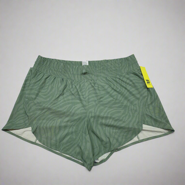 All In Motion 1X Green Zebra Pattern Active Shorts - New, Size 1X