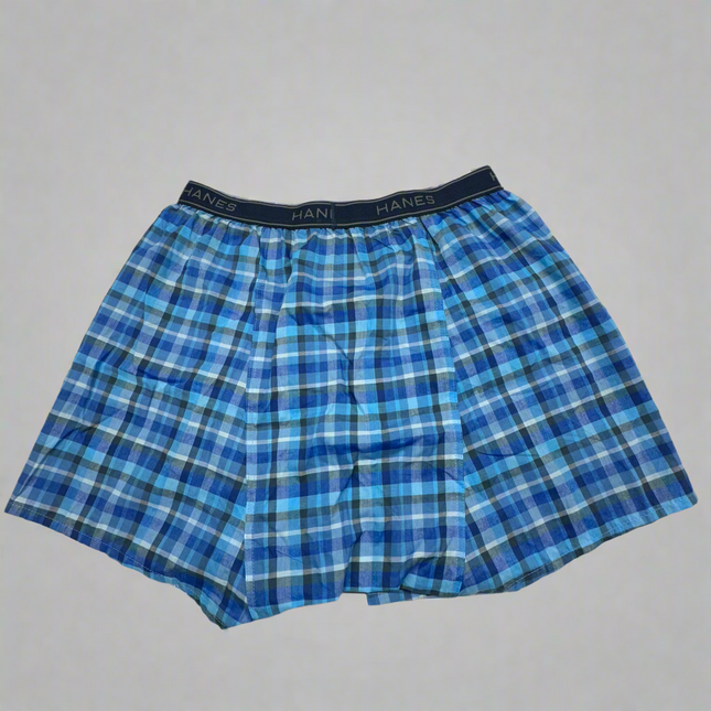 Hanes Comfort Flex Men’s Blue Plaid Boxers, Size M - New Without Tags