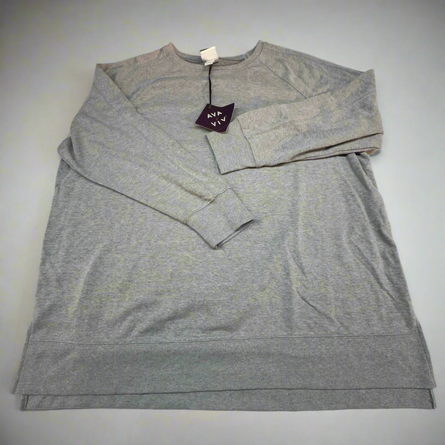 Ava & Viv Women’s Gray Long Sleeve Top, New, Size 1X