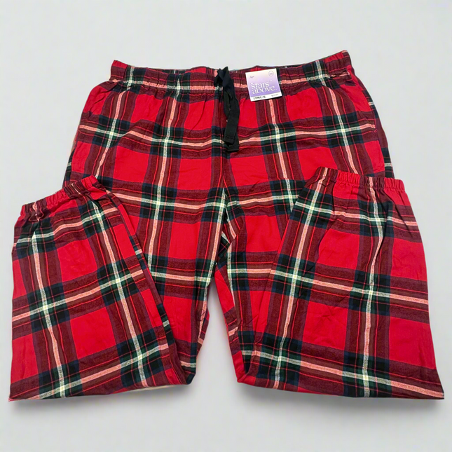 Stars Above Women’s Red Plaid Jogger Pajama Pants, Size XXL, New