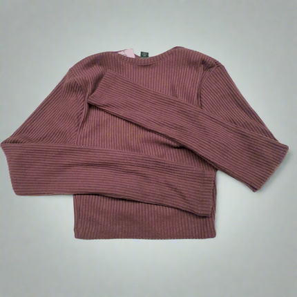 Wild Fable Women’s Burgundy Ribbed Long-Sleeve Top, Size XXS, New