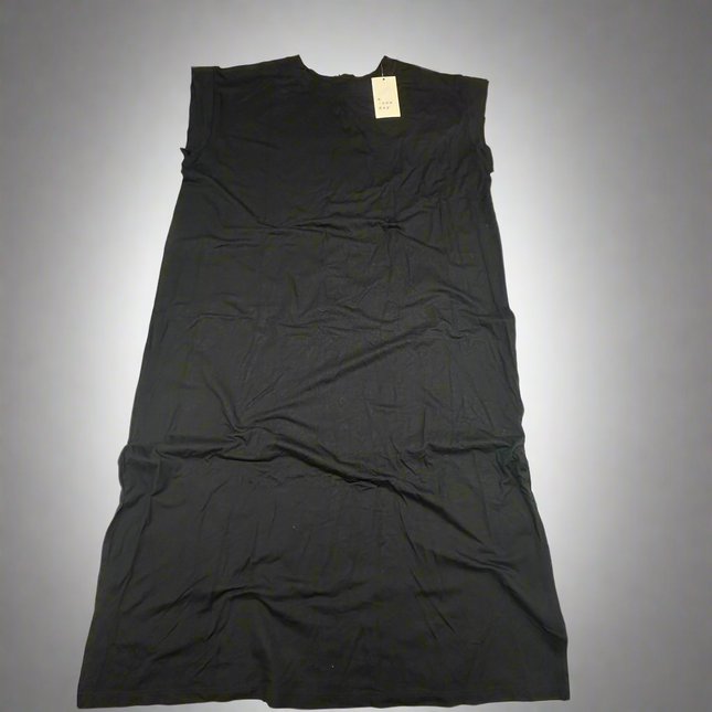 A New Day Black Sleeveless T-Shirt Dress with Lightweight Fabric - New L