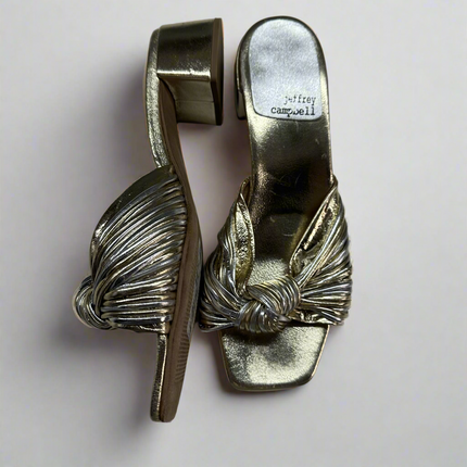 Jeffrey Campbell Women’s Gold Metallic Knot Sandals - Size 8 - New Without Box