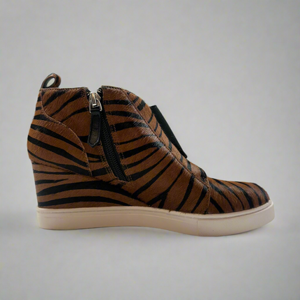 Linea Paolo Tiger Print Wedge Sneakers (Size 6, New Without Box)