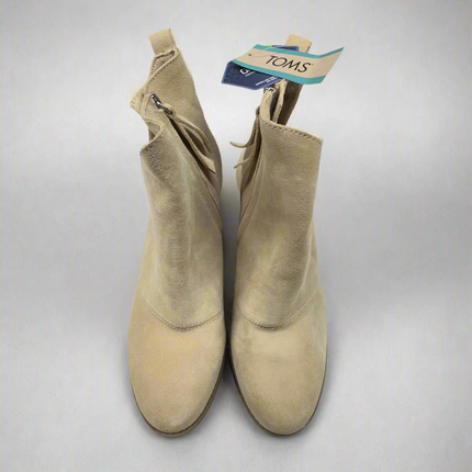 TOMS Beige Suede Wedge Booties – New Without Box Size 9