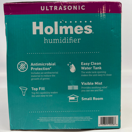 Holmes Ultrasonic 0.36 Gallon Cool Mist Top Fill Antimicrobial Humidifier in Black New, Open Box