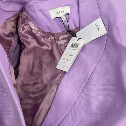 Reiss Hollie Lilac Purple Linen Blend Longline Double Breasted Blazer Jacket - New - Size 16