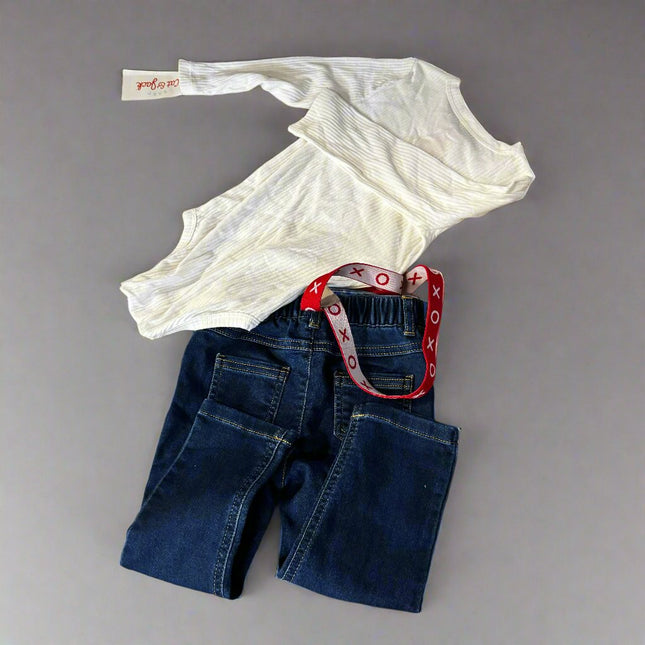 Baby Toddler Cat & Jack 2-Piece Outfit - Jeans and Overalls, New- 18M