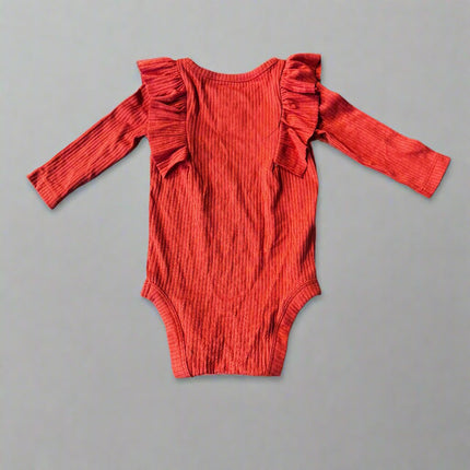 Baby Girls' Ribbed Long Sleeve Onesie Top - Cat & Jack™, Rust, New- NB,3M,6M,18M