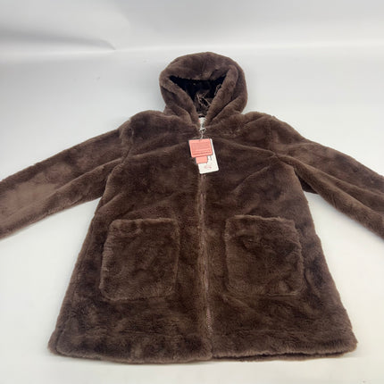 URBAN REPUBLIC Girls' Jacket Plush Teddy Coat with Hood Brown Size L (14-16) New