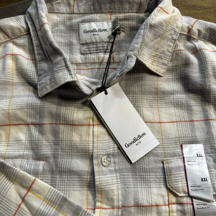 Men's Cream Flannel Plaid Button-Down Shirt - Goodfellow & Co™, New, Size- L,XXL