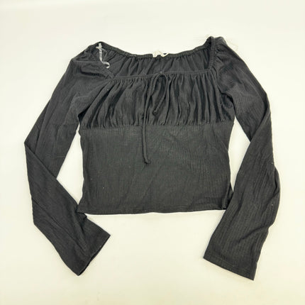 Lush Women's Black Ribbed Long Sleeve Blouse, New, Size L, New, Size L