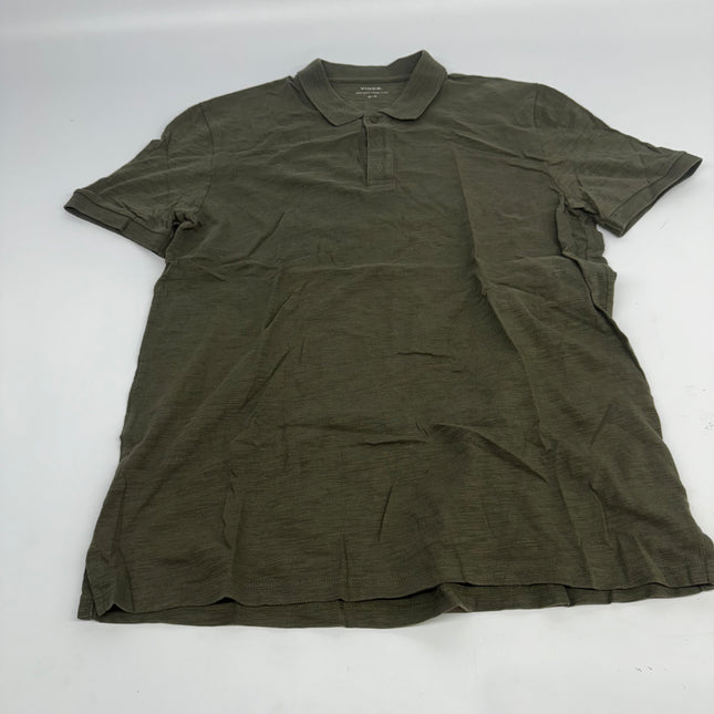 Vince Men's Olive Green Short Sleeve Slub Polo, New Without Tags, Size M