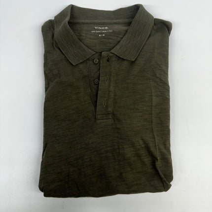Vince Men's Olive Green Short Sleeve Slub Polo, New Without Tags, Size M