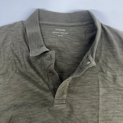 Vince Men's Olive Green Short Sleeve Slub Polo, New Without Tags, Size M